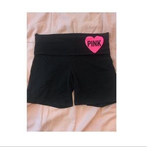 PINK Spandex Shorts with Pink and Silver Logos